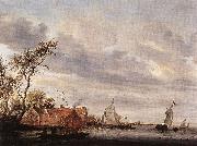 RUYSDAEL, Salomon van, River Scene with Farmstead a